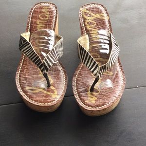 CUTE WEDGE SANDALS CORK PLATFORM BLACK & WHITE